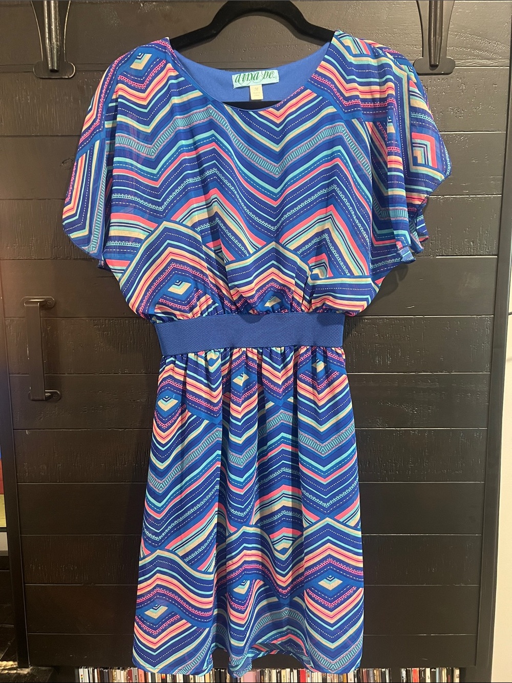 Aina Be Multicolor Chevron-Print Dress in Royal Blue, Pink, White